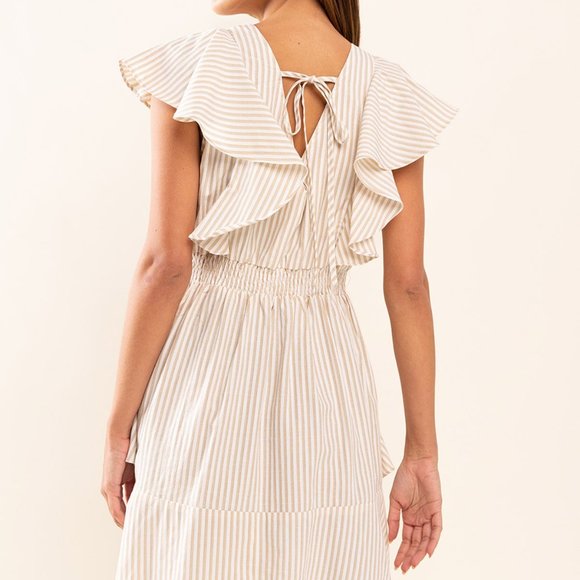 19 Striped V-Neck Ruffle Detailed Mini Dress - Picture 5 of 5